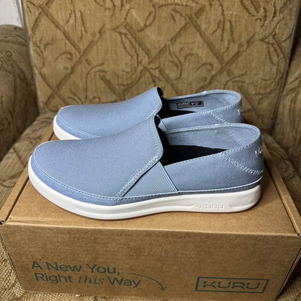 Kuru Roam Atla Womens Size 7.5 Blue White Classic Casual Walking‎ Slip-On Shoes